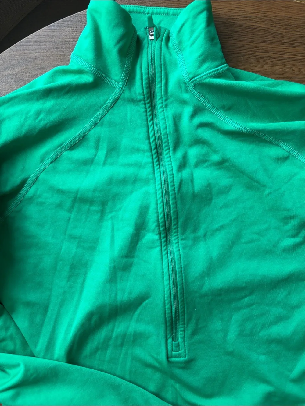 Nike Women's Bright Green Quarter-Zip Long Sleeve Top